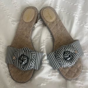 Chanel Pinstripe sandal slides